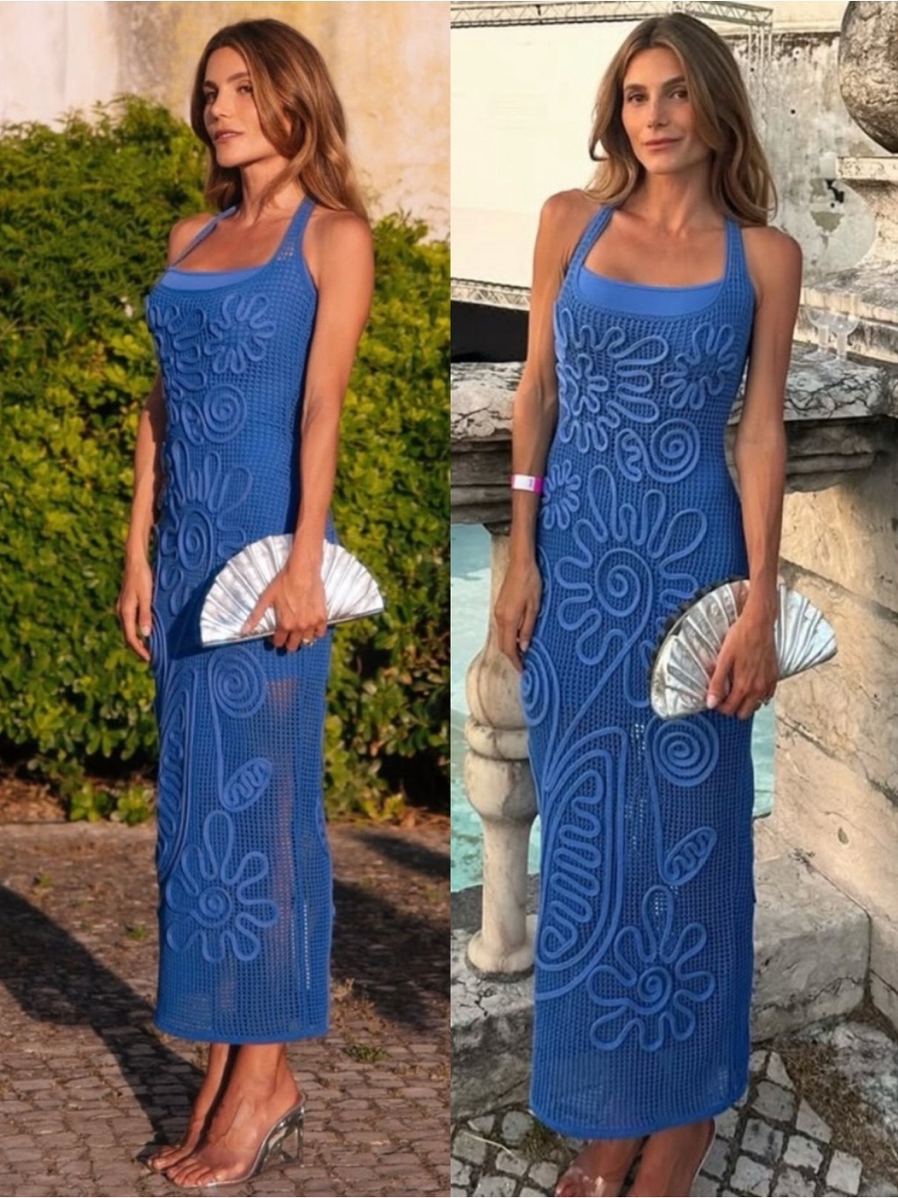 Cult Gaia Nissa Knit Dress Detachable Mini Slip Capri Blue NEW with tags